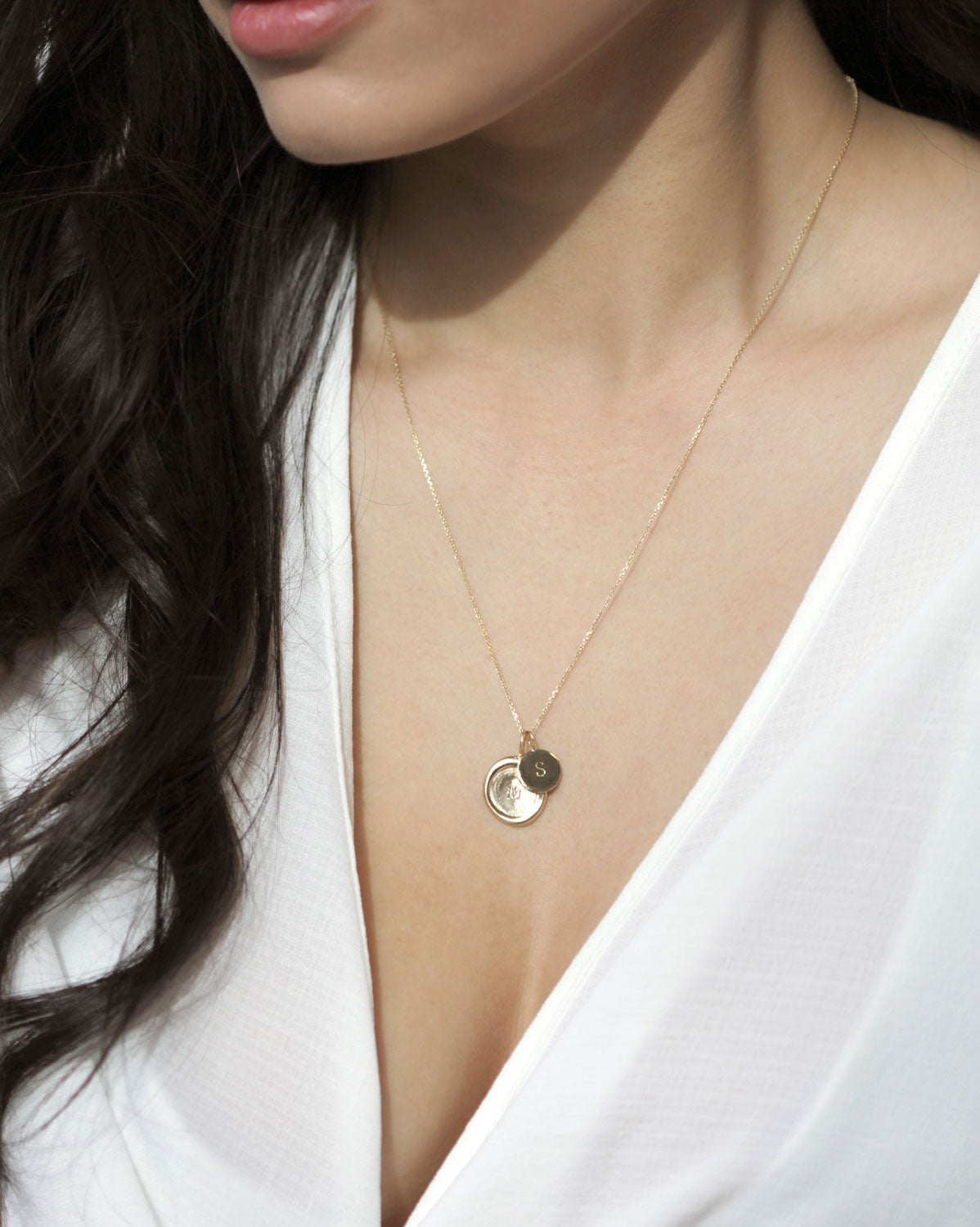 Double Initial Necklace Set (Yellow Gold)
