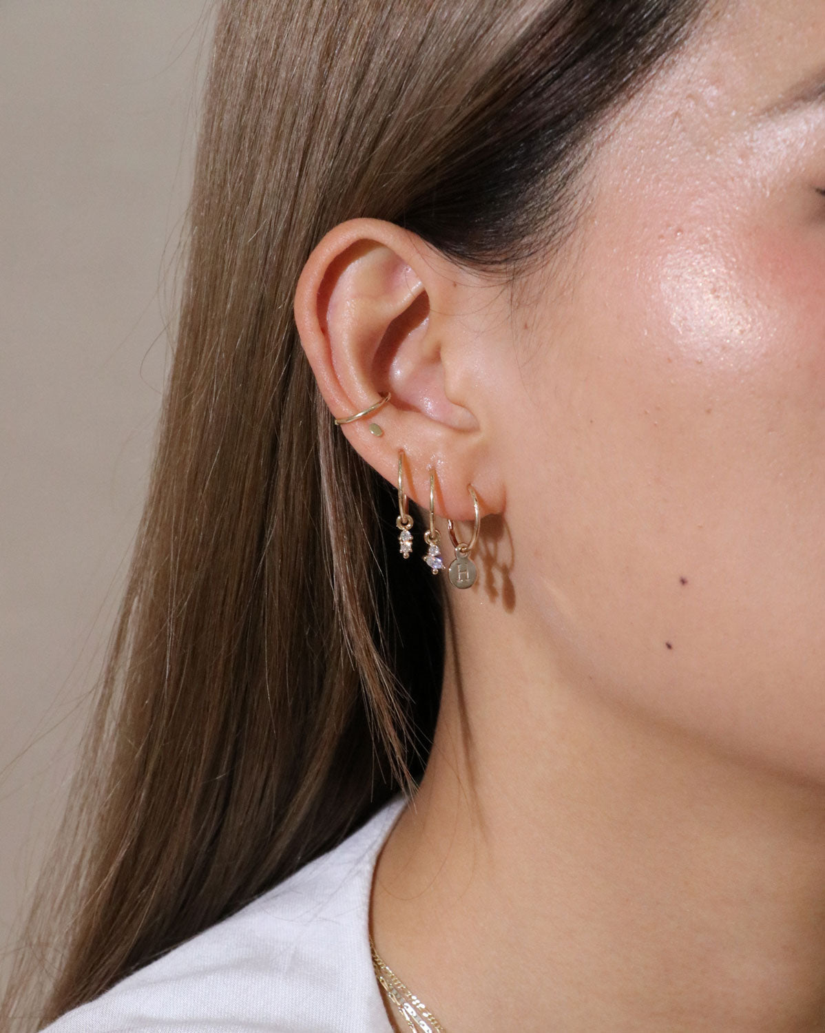 (Single) Crystal Duo Hoop