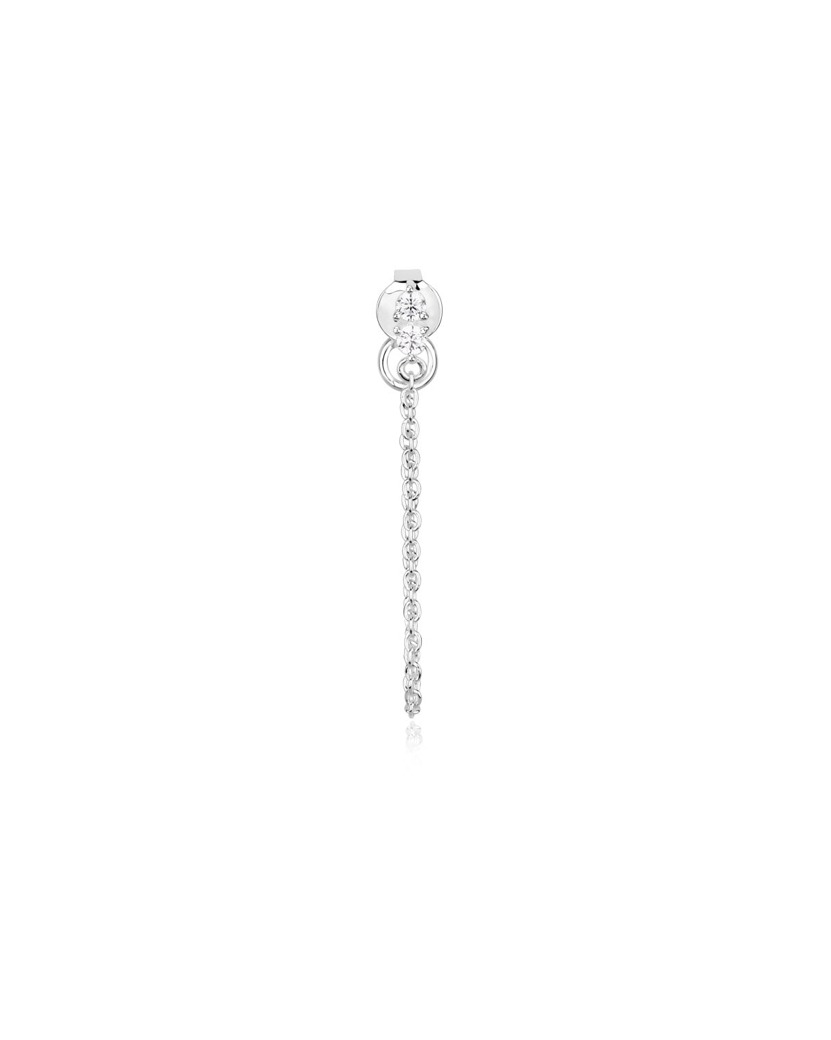 (Single) Twin Crystal Chain Earring