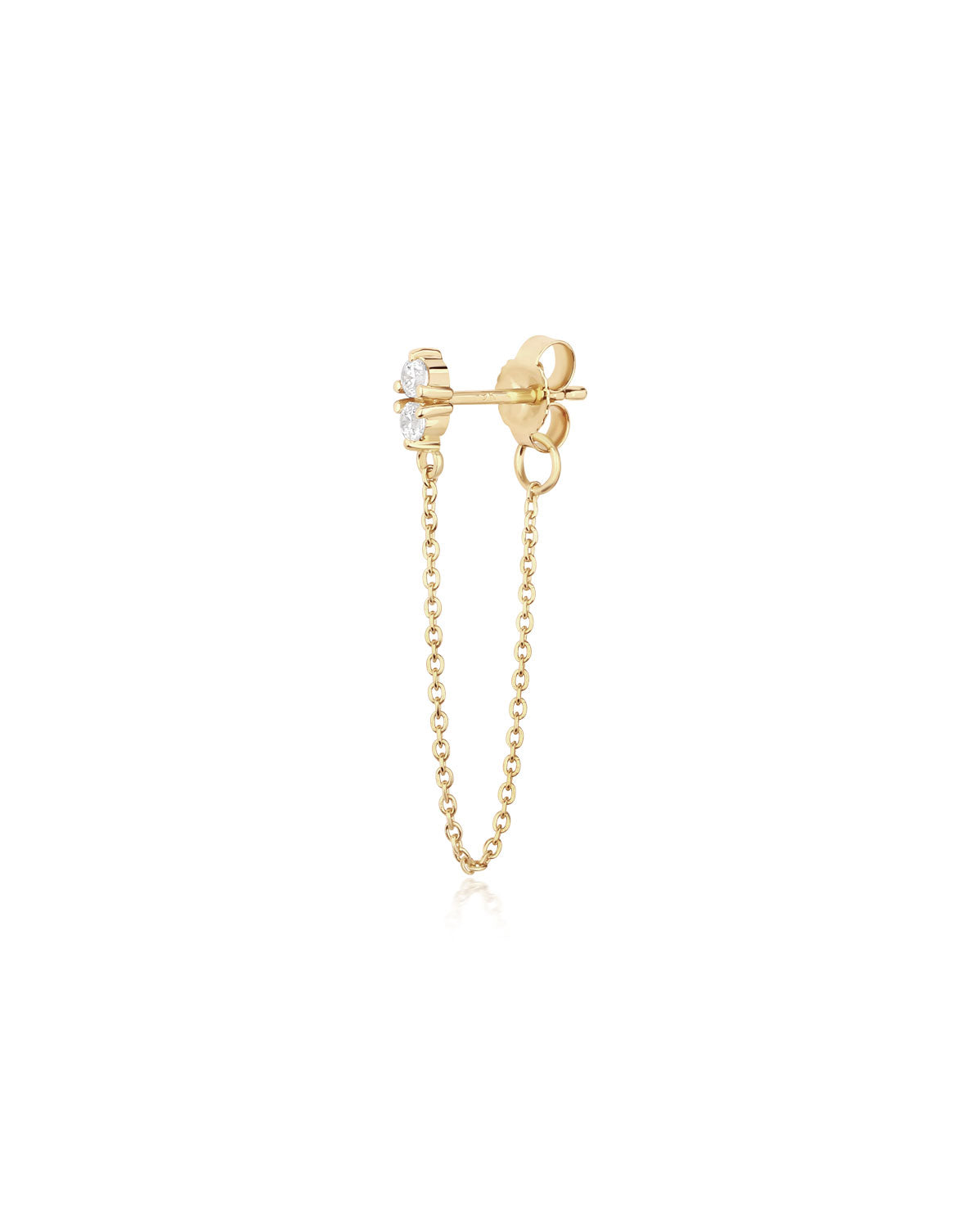 (Single) Twin Crystal Chain Earring