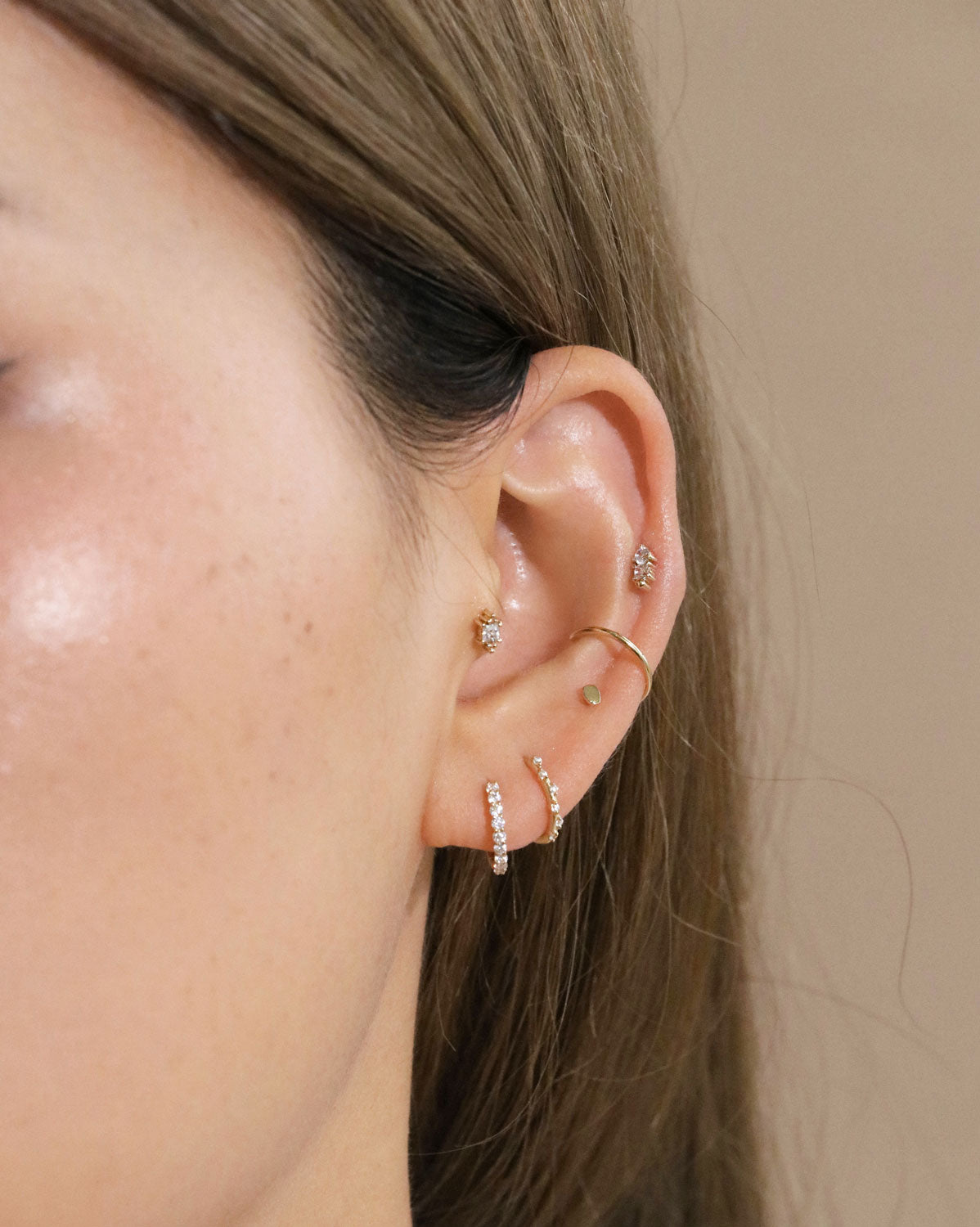 (Single) Crystal Duo Flatback Earring