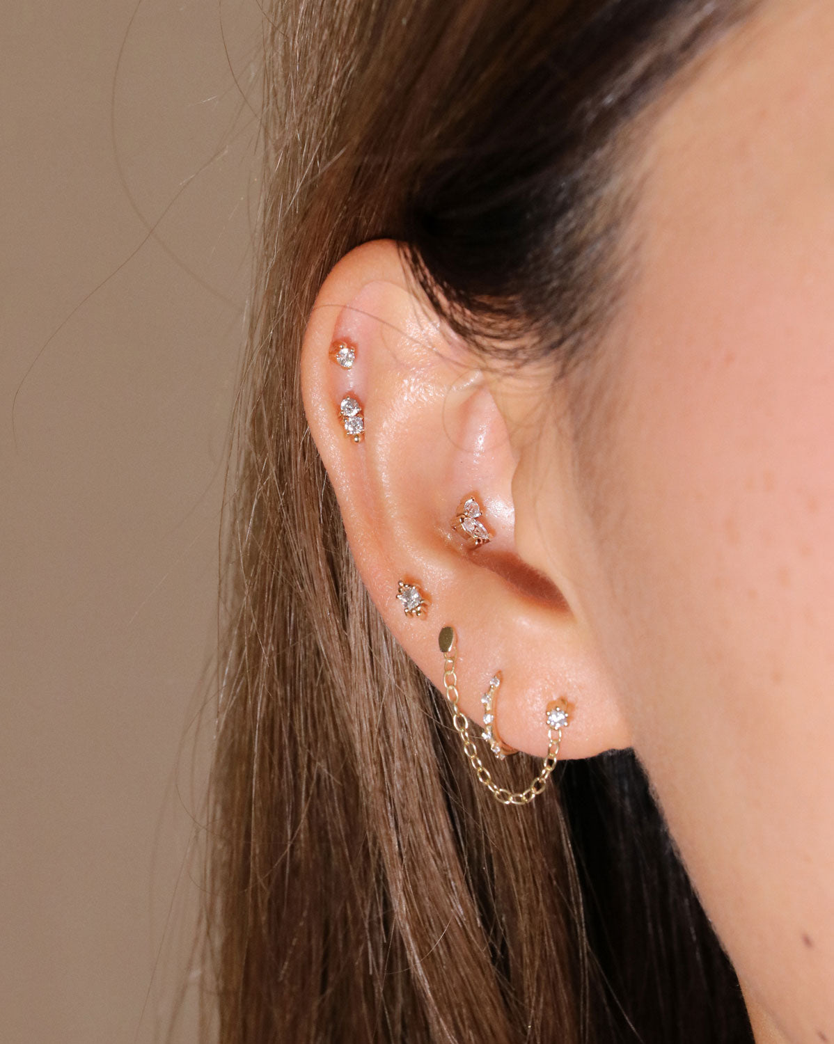 (Single) Crystal Duo Flatback Earring