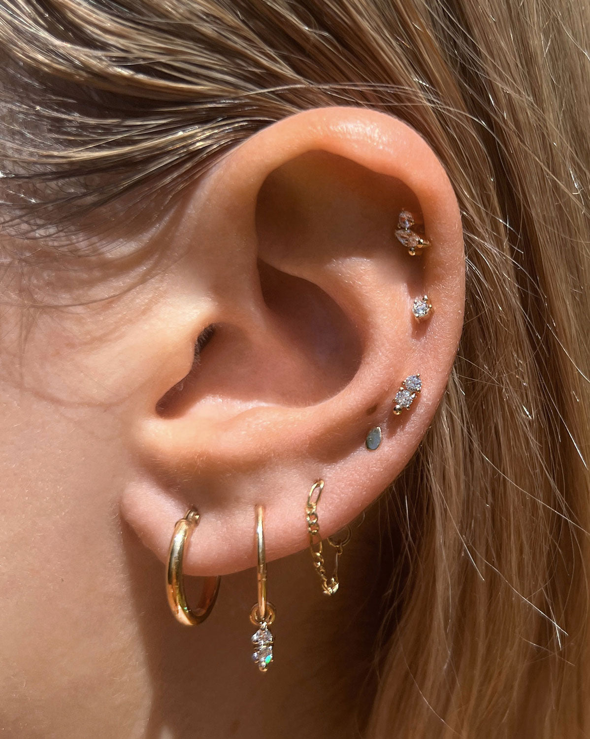 (Single) Crystal Duo Flatback Earring