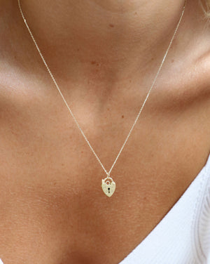 White gold best sale lock necklace